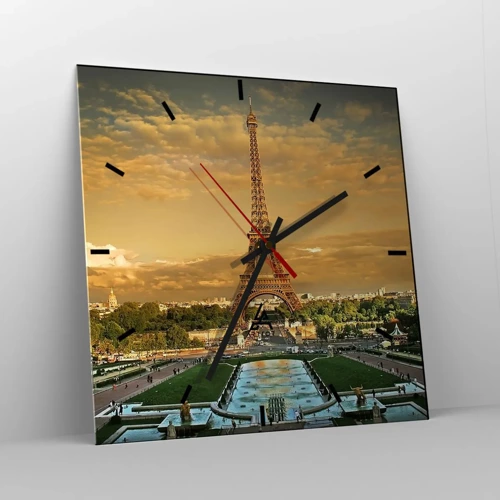 Wall clock - Clock on glass - Queen of Paris - 40x40 cm