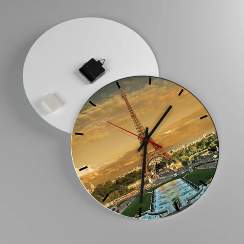 Wall clock - Clock on glass - Queen of Paris - 40x40 cm