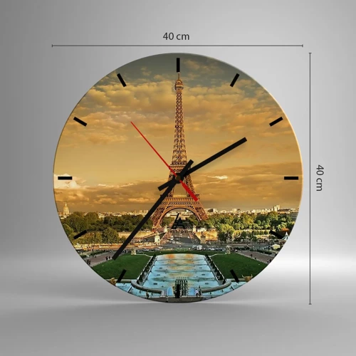 Wall clock - Clock on glass - Queen of Paris - 40x40 cm