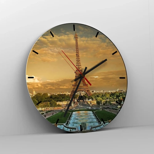 Wall clock - Clock on glass - Queen of Paris - 40x40 cm