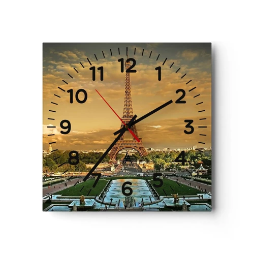 Wall clock - Clock on glass - Queen of Paris - 40x40 cm