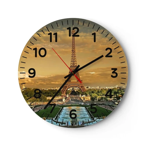 Wall clock - Clock on glass - Queen of Paris - 40x40 cm