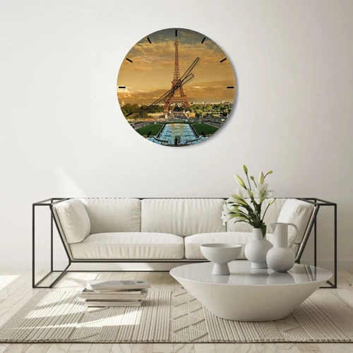 Wall clock - Clock on glass - Queen of Paris - 40x40 cm