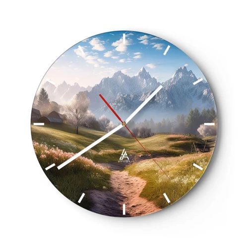 Wall clock - Clock on glass - Quiet Valley - 30x30 cm