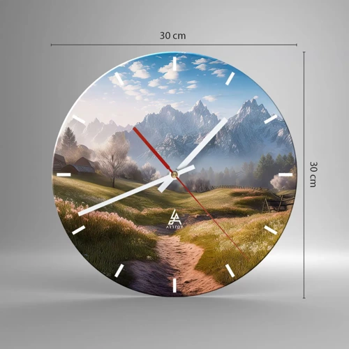 Wall clock - Clock on glass - Quiet Valley - 30x30 cm