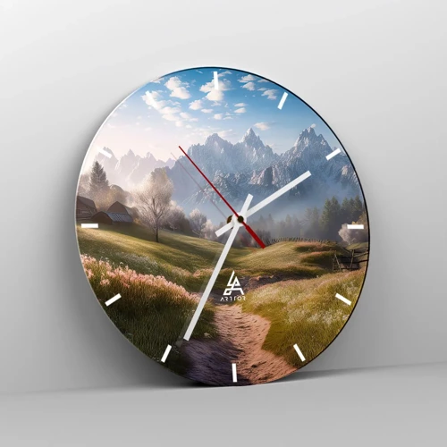 Wall clock - Clock on glass - Quiet Valley - 30x30 cm