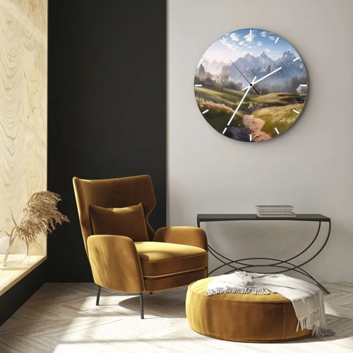 Wall clock - Clock on glass - Quiet Valley - 30x30 cm