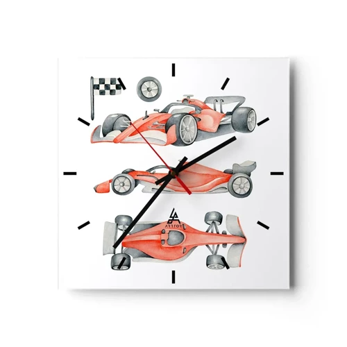 Wall clock - Clock on glass - Race for the Dreams - 30x30 cm