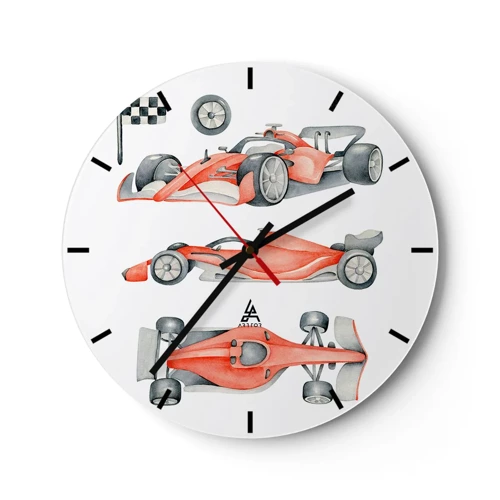 Wall clock - Clock on glass - Race for the Dreams - 30x30 cm