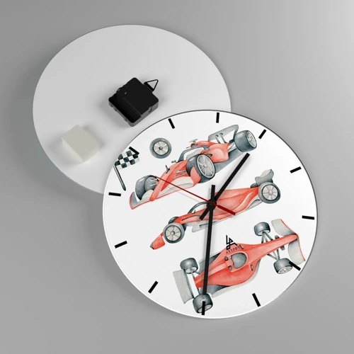 Wall clock - Clock on glass - Race for the Dreams - 30x30 cm