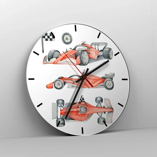 Wall clock - Clock on glass - Race for the Dreams - 30x30 cm