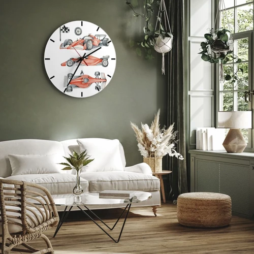 Wall clock - Clock on glass - Race for the Dreams - 30x30 cm