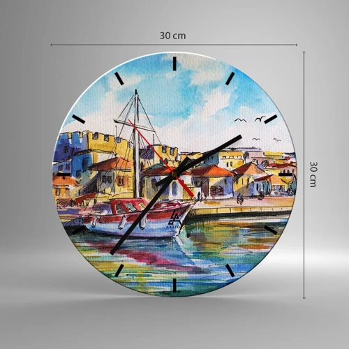 Wall clock - Clock on glass - Rainbow Afternoon - 30x30 cm