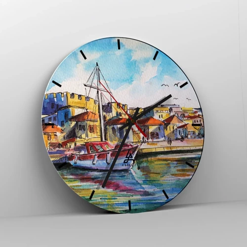 Wall clock - Clock on glass - Rainbow Afternoon - 30x30 cm