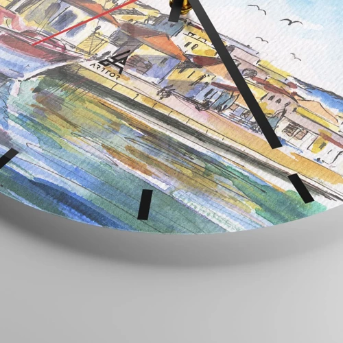 Wall clock - Clock on glass - Rainbow Afternoon - 30x30 cm