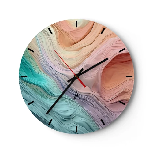Wall clock - Clock on glass - Rainbow Wave - 30x30 cm