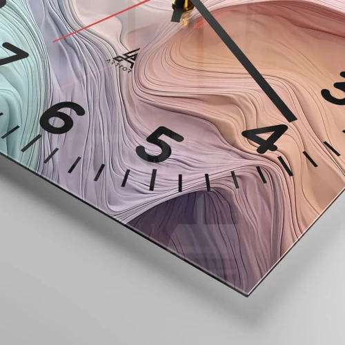 Wall clock - Clock on glass - Rainbow Wave - 40x40 cm