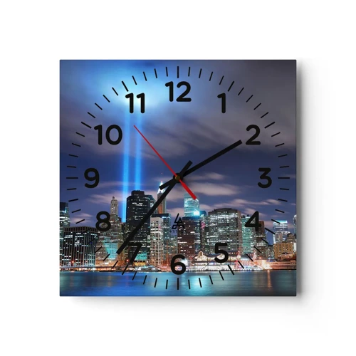 Wall clock - Clock on glass - Reaching Sky with Light - 40x40 cm