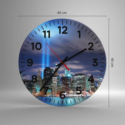 Wall clock - Clock on glass - Reaching Sky with Light - 40x40 cm