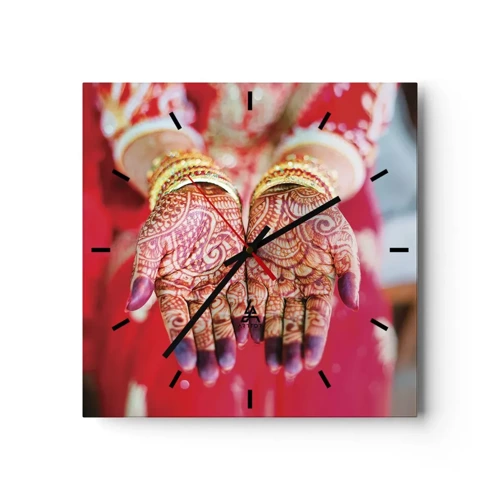 Wall clock - Clock on glass - Readt to Catch Happiness - 30x30 cm