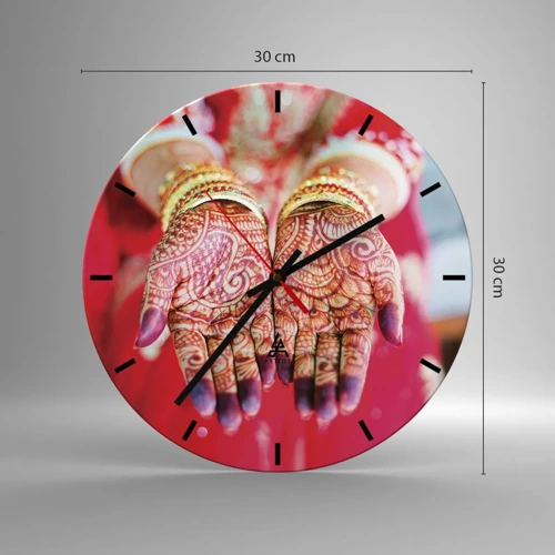 Wall clock - Clock on glass - Readt to Catch Happiness - 30x30 cm