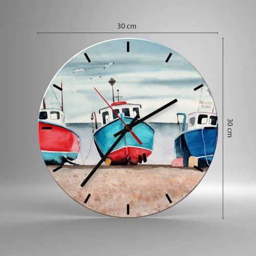 Wall clock - Clock on glass - Ready for Fishing - 30x30 cm