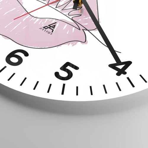 Wall clock - Clock on glass - Ready for a Kiss? - 30x30 cm