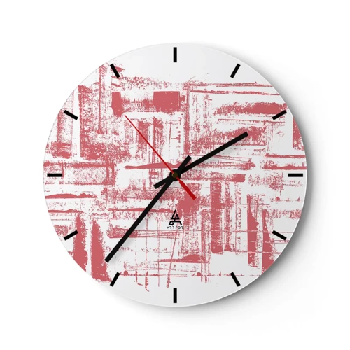 Wall clock - Clock on glass - Red City - 30x30 cm