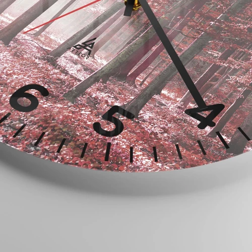 Wall clock - Clock on glass - Red Equally Beautiful - 30x30 cm
