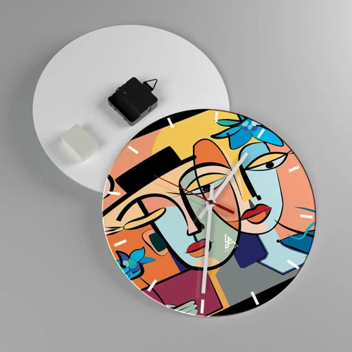 Wall clock - Clock on glass - Rendez-vous Picasso Style - 30x30 cm