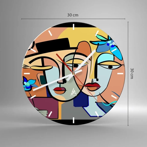 Wall clock - Clock on glass - Rendez-vous Picasso Style - 30x30 cm