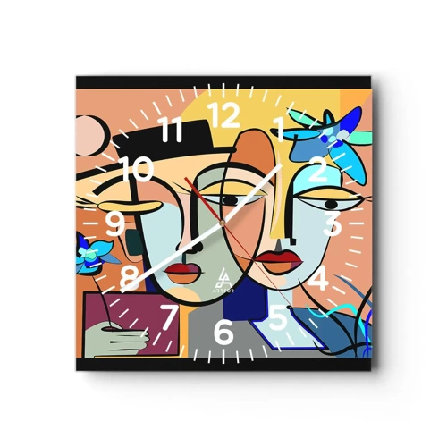 Wall clock - Clock on glass - Rendez-vous Picasso Style - 30x30 cm