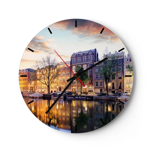 Wall clock - Clock on glass - Reserved and Calm Dutch Beaty - 30x30 cm