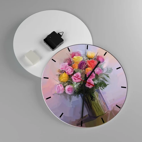 Wall clock - Clock on glass - Retained Beauty - 30x30 cm