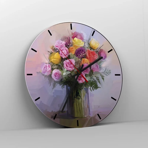 Wall clock - Clock on glass - Retained Beauty - 30x30 cm