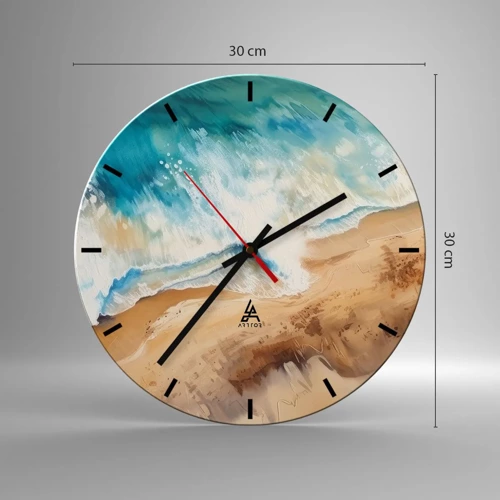 Wall clock - Clock on glass - Returning Wave - 30x30 cm