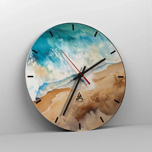 Wall clock - Clock on glass - Returning Wave - 30x30 cm