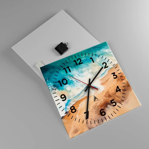 Wall clock - Clock on glass - Returning Wave - 40x40 cm