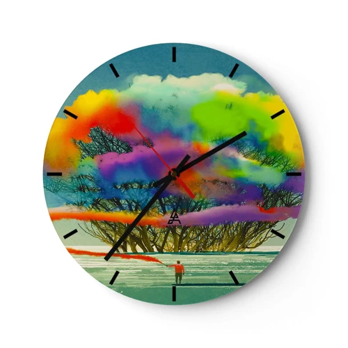 Wall clock - Clock on glass - Revive this World - 30x30 cm