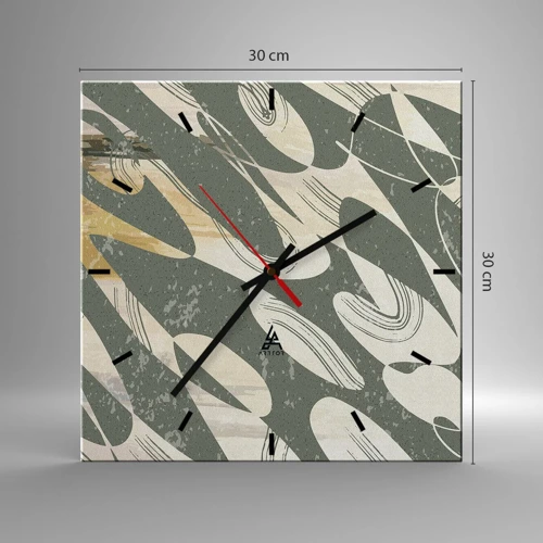 Wall clock - Clock on glass - Rhytmic Abstract - 30x30 cm