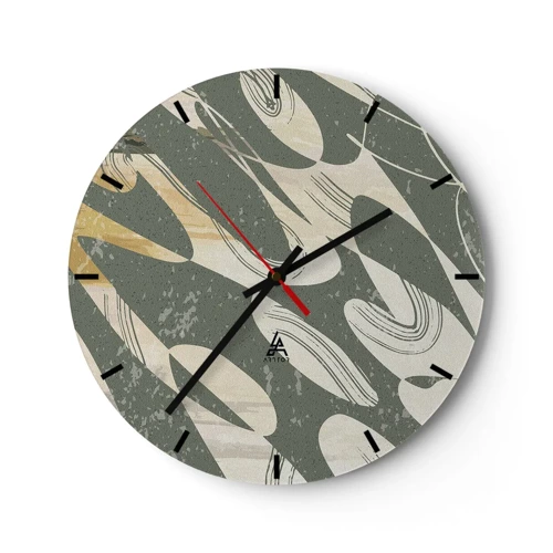 Wall clock - Clock on glass - Rhytmic Abstract - 30x30 cm