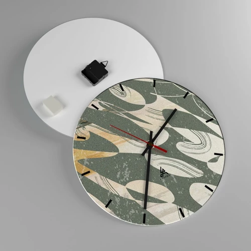 Wall clock - Clock on glass - Rhytmic Abstract - 40x40 cm