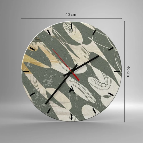 Wall clock - Clock on glass - Rhytmic Abstract - 40x40 cm