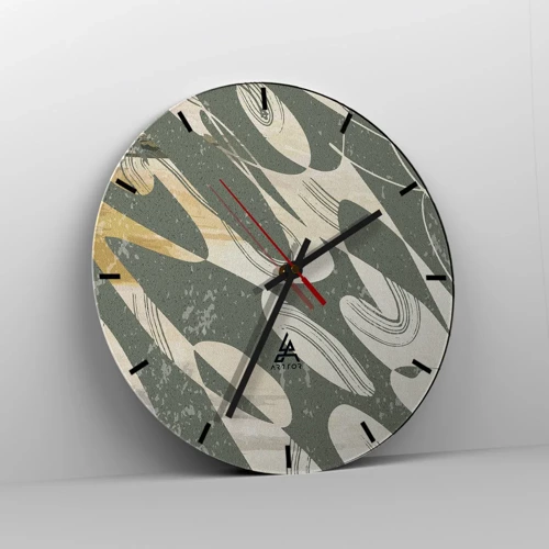 Wall clock - Clock on glass - Rhytmic Abstract - 40x40 cm