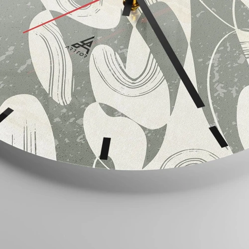 Wall clock - Clock on glass - Rhytmic Abstract - 40x40 cm
