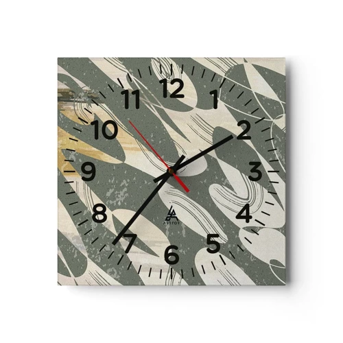 Wall clock - Clock on glass - Rhytmic Abstract - 40x40 cm