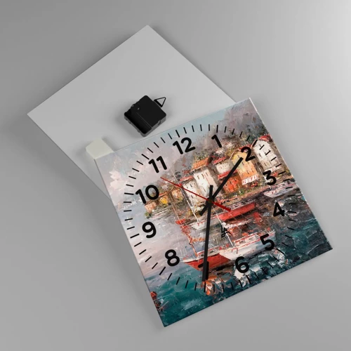 Wall clock - Clock on glass - Romantic Marina - 30x30 cm