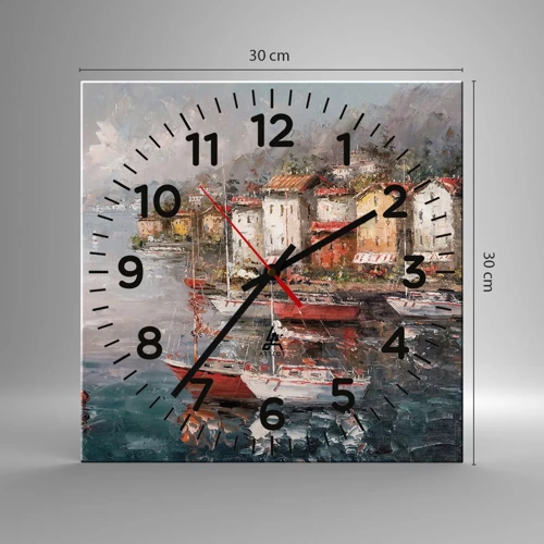 Wall clock - Clock on glass - Romantic Marina - 30x30 cm