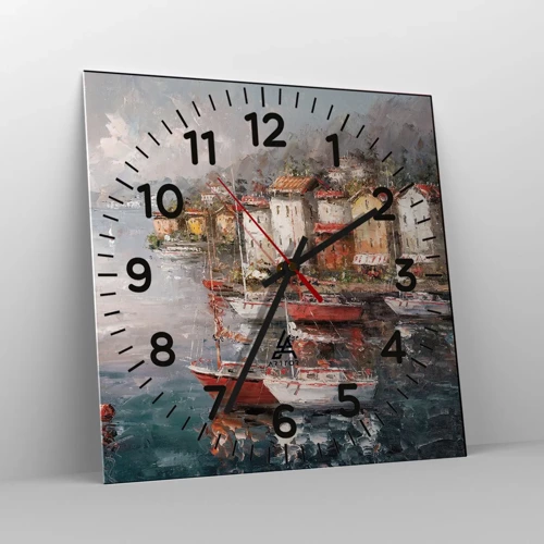 Wall clock - Clock on glass - Romantic Marina - 30x30 cm