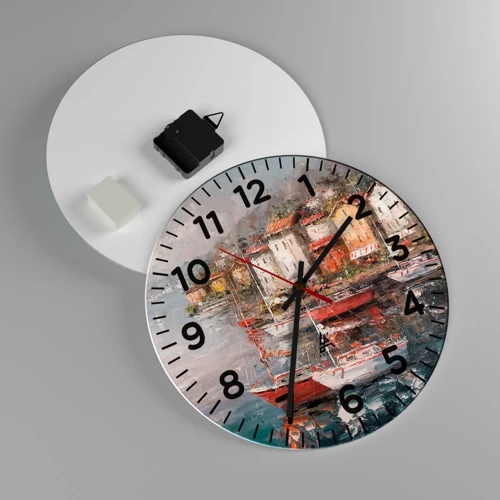 Wall clock - Clock on glass - Romantic Marina - 30x30 cm